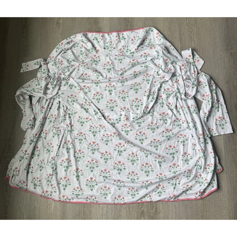 NWOT Lake Pajamas Pima Cotton Wrap Robe Floral Pink and Green XXL - Picture 3 of 10